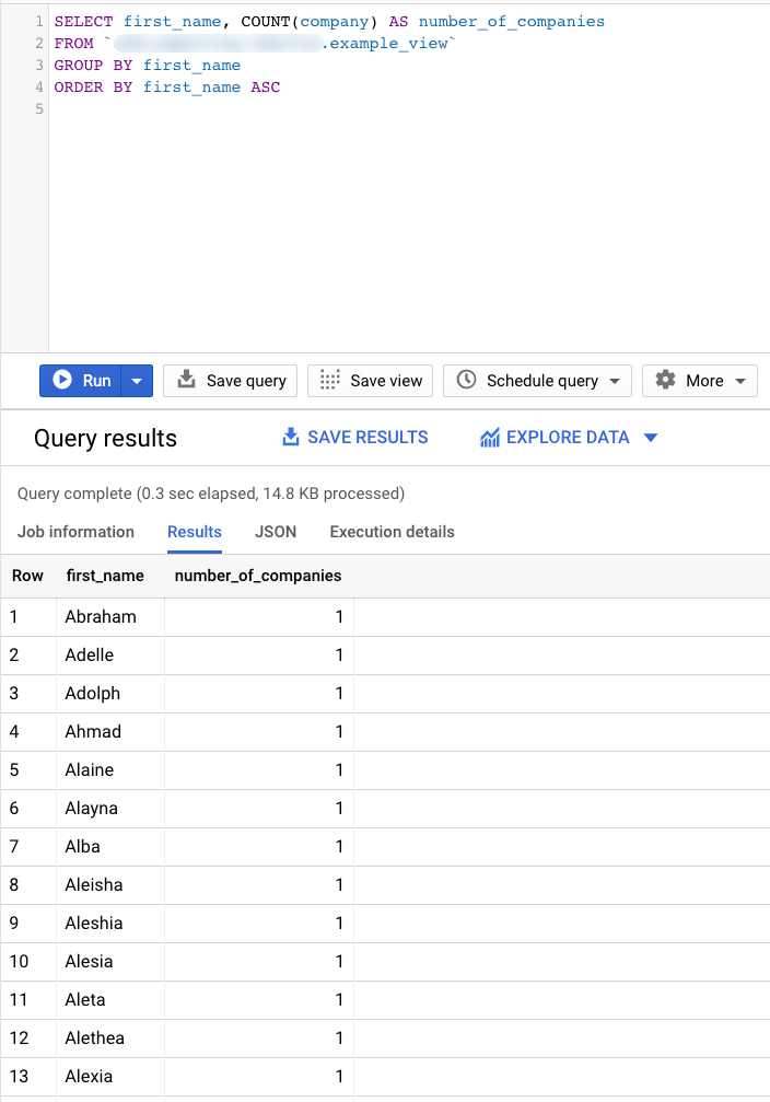 ORDER BY clause query example