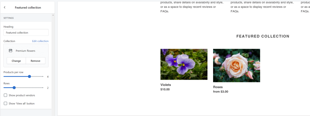 Featured collection element in Shopify