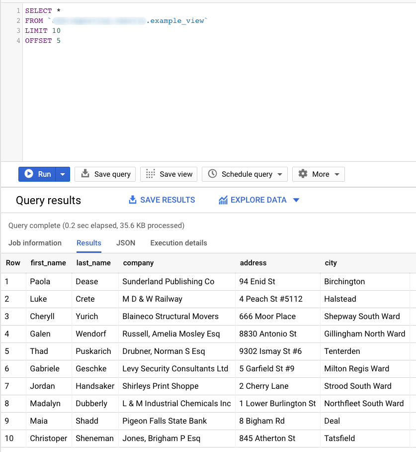 LIMIT and OFFSET clause query example