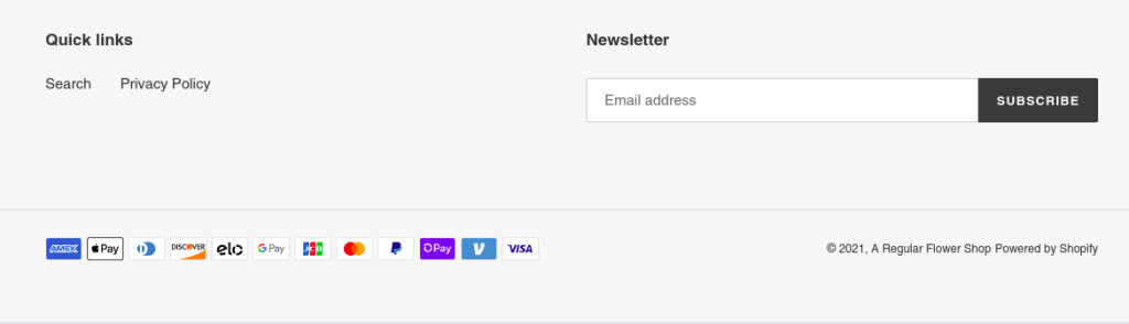 Shopify template footer