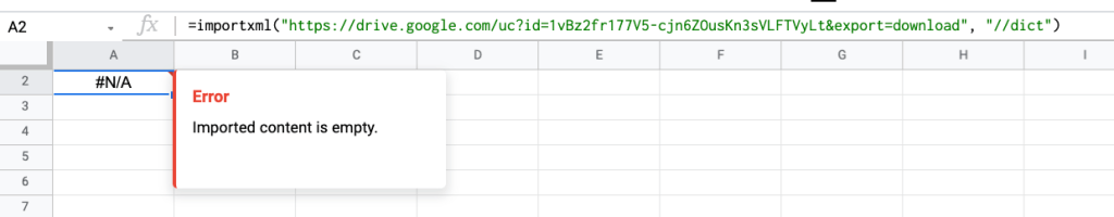 IMPORTXML error