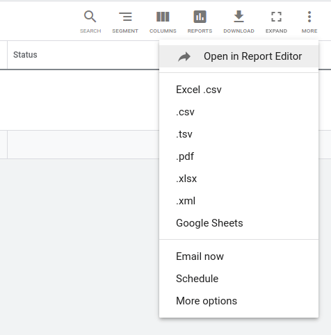 Google Ads download as CSV