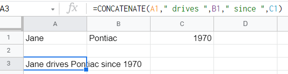 Google Sheets CONCATENATE formula example with delimiter