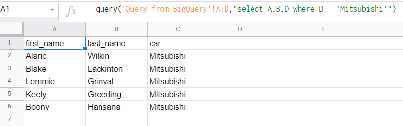QUERY formula example