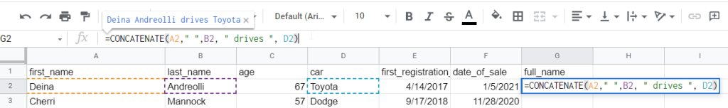 Google Sheets CONCATENATE multiple cells (more than 2)