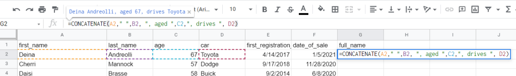 Google Sheets CONCATENATE with comma