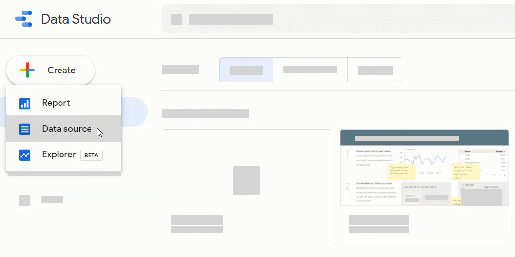 Añadir una fuente de datos desde la página de inicio