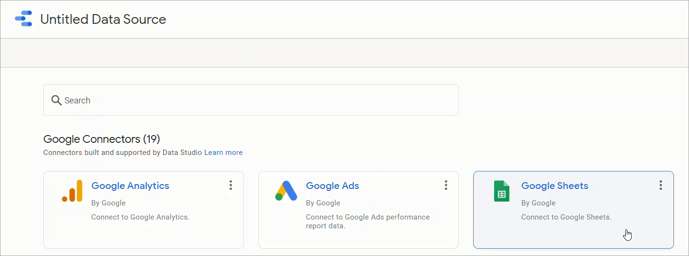 Añadir un conector de datos de Google Sheets