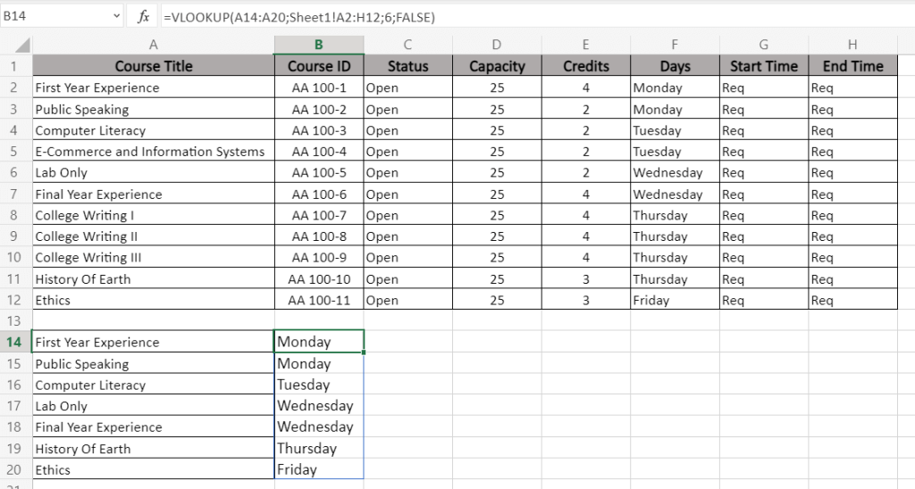 13. VLOOKUP array formula