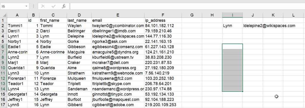 Select an array for the VLOOKUP formula