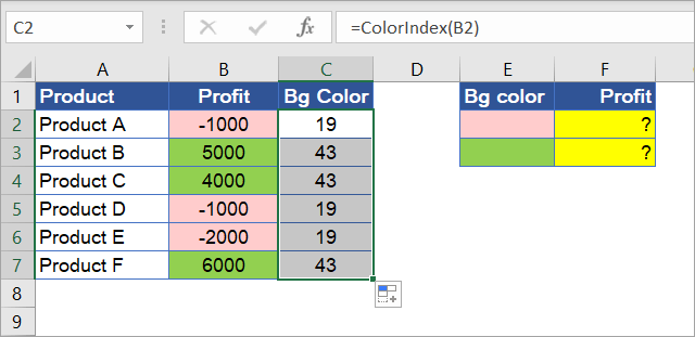 Figure 7.15.4: Using the ColorIndex function in cells