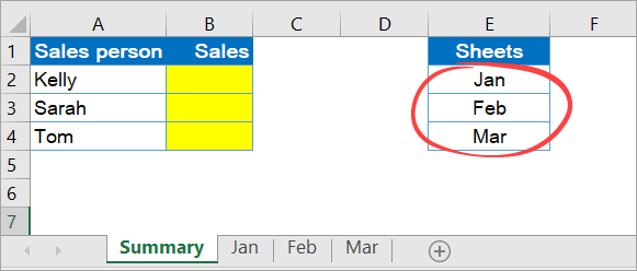 Figure 7.16.2: List of all the sheet names that are going to be summed
