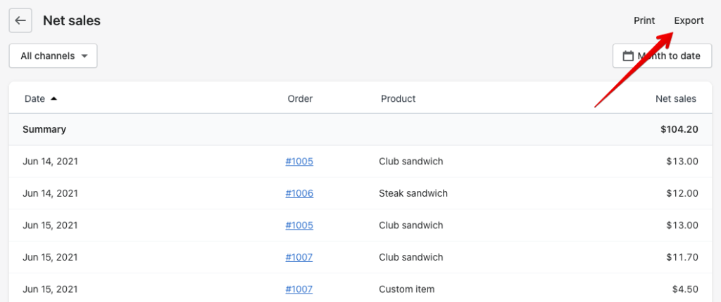 2 - export shopify report