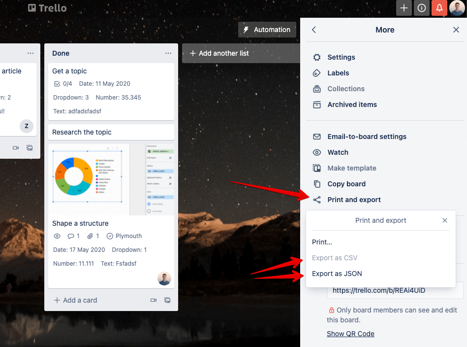 1 - trello backup export options