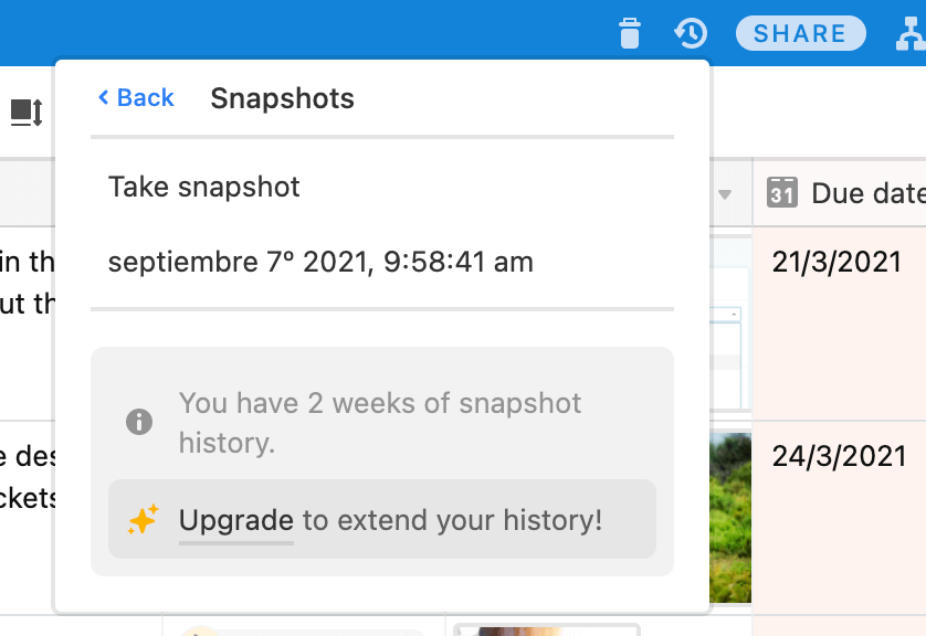 2 - airtable snapshots