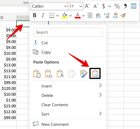 20 - excel paste column as link