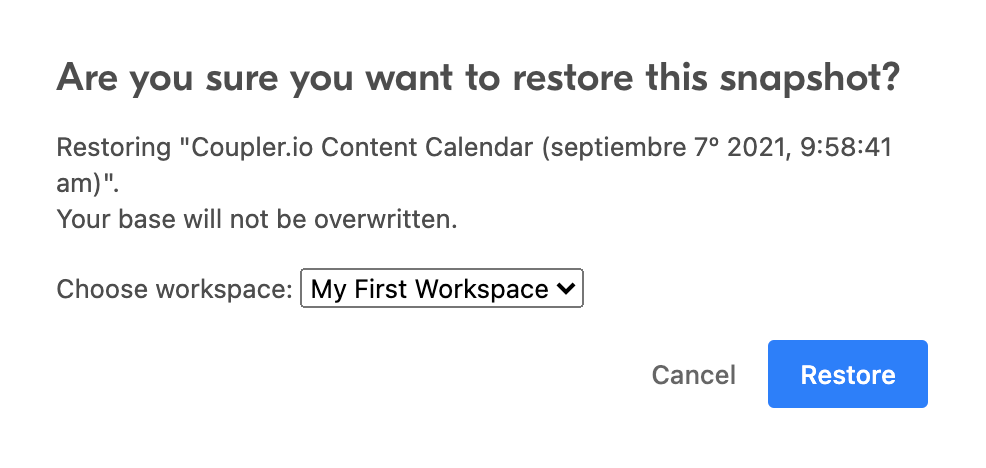 4 - airtable restore snapshot
