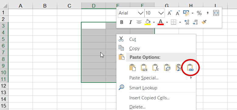 4 - excel paste as link