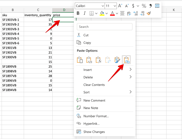 6 - excel online paste link