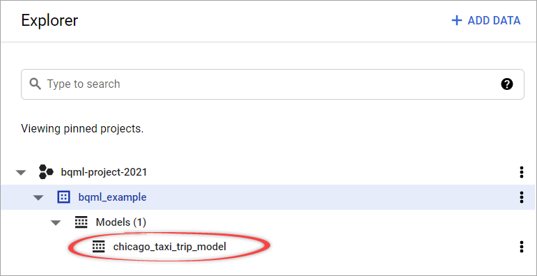 Figure 5. A new BigQuery ML model created