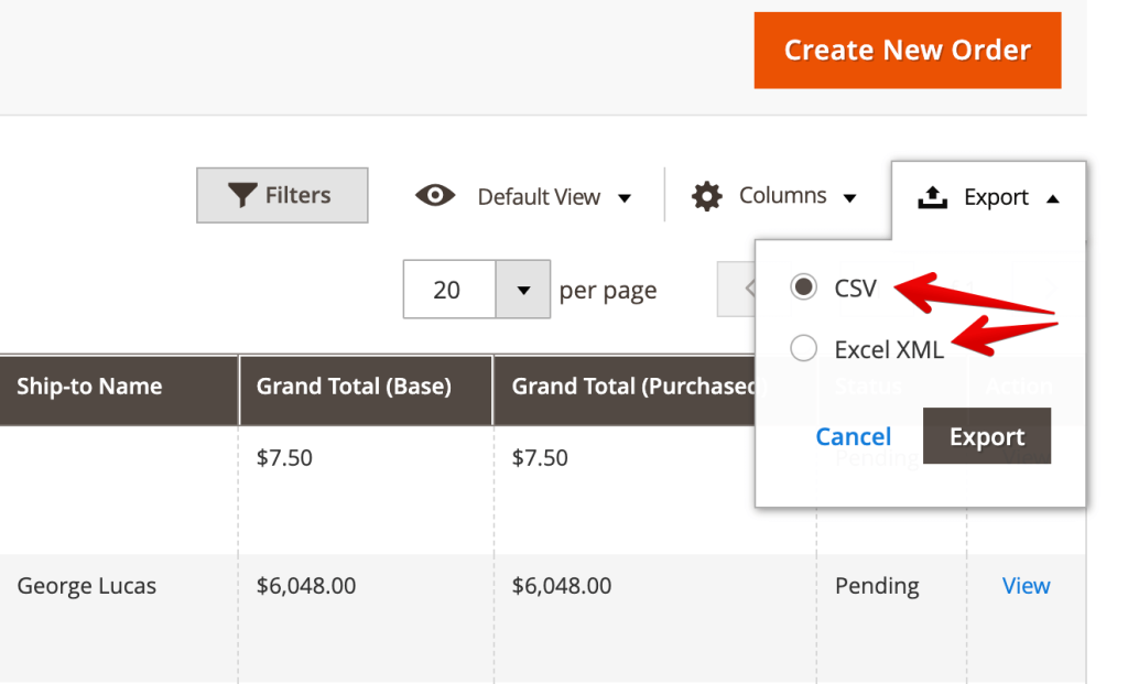 1- Magento CSV XML export