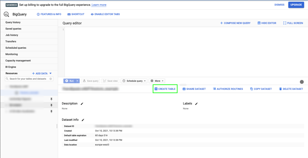 10 bigquery import create table