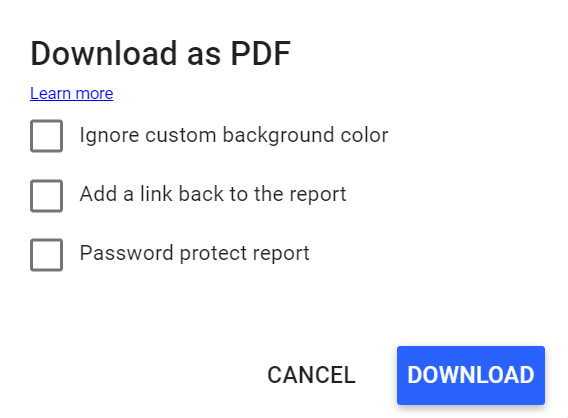 11 download report as pdf on Data Studio.