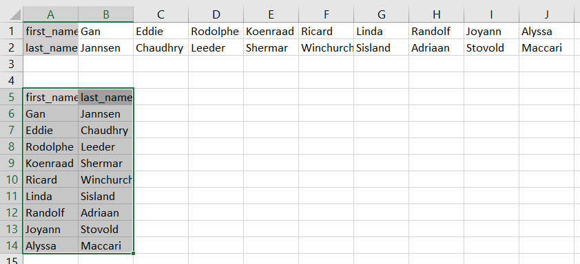 15 rows converted to columns0vba macro
