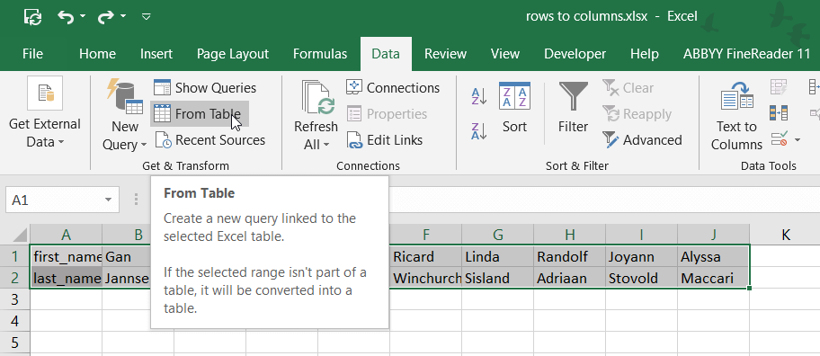 16 query from table