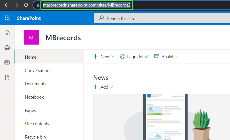 26 sharepoint site url