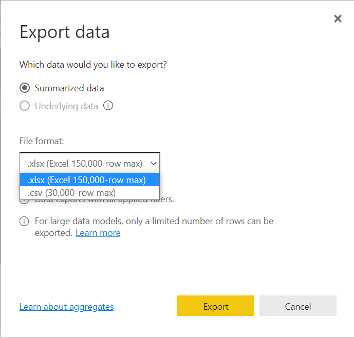 30 export data fromat
