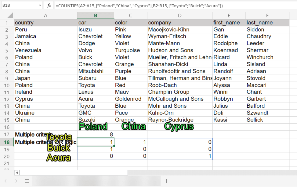 5 countif multiple criteria or logic