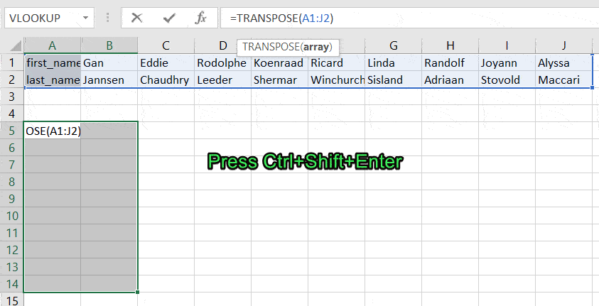 5 transpose formula excel desktop