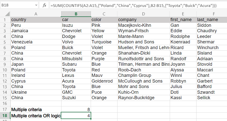 6 excel sum countif multiple criteria or logic