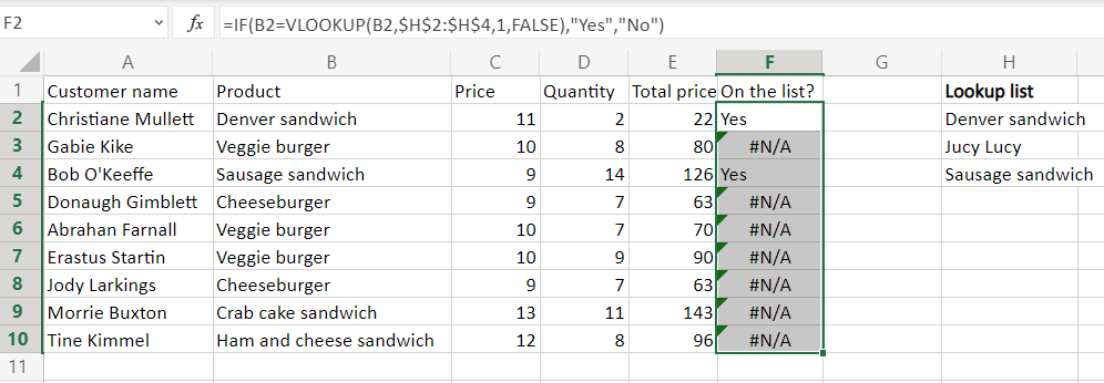 6 if vlookup na error