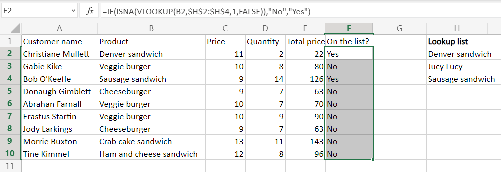 7 if vlookup isna
