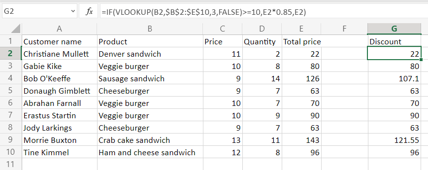 9 if vlookup calculation