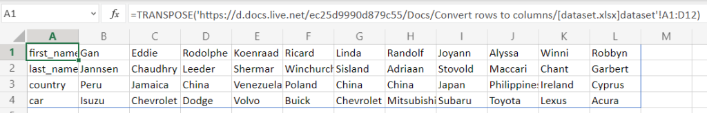 9 transpose different spreadsheets
