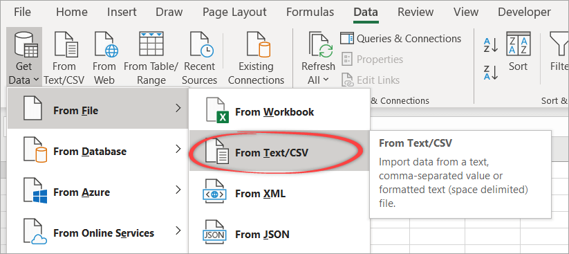 Figure 04. Dropdown menu for importing from CSV