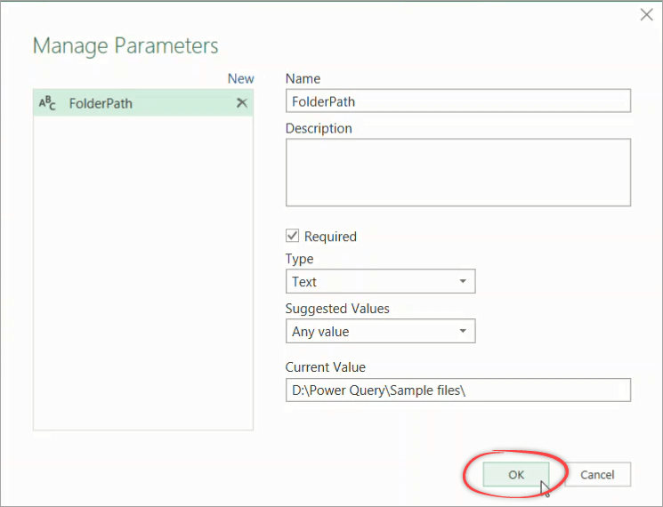 Figure 21 Creating a new parameter