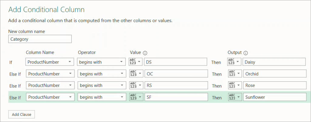 Figure 25. The Add Conditional Column dialog
