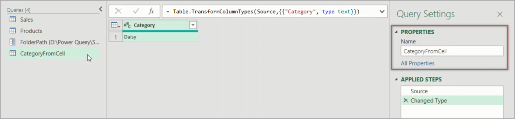 Figure 31. Renaming a query