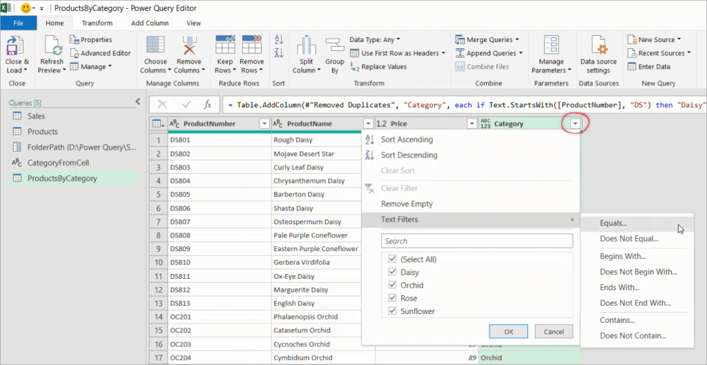 Figure 35. Adding a filter by the product category