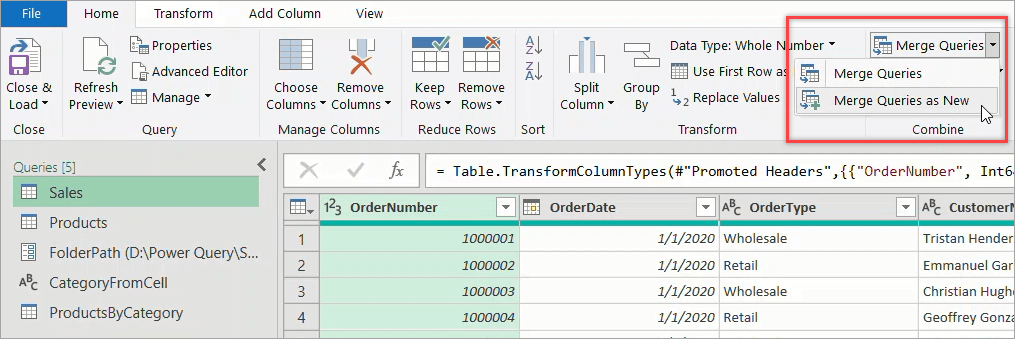 Figure 40. Combining two queries as a new one