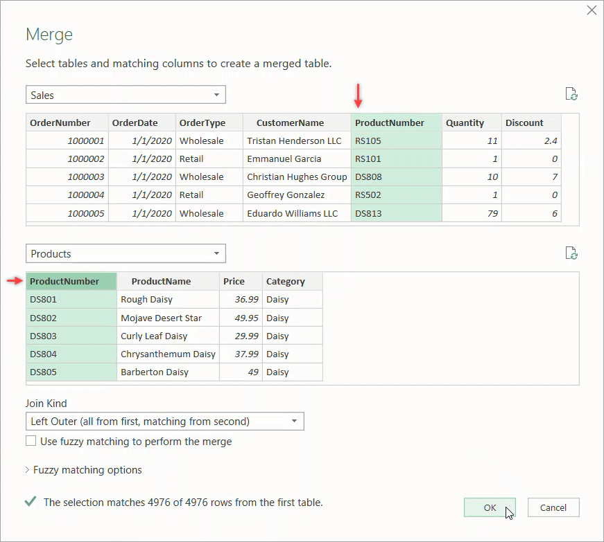 Figure 41. The Merge dialog