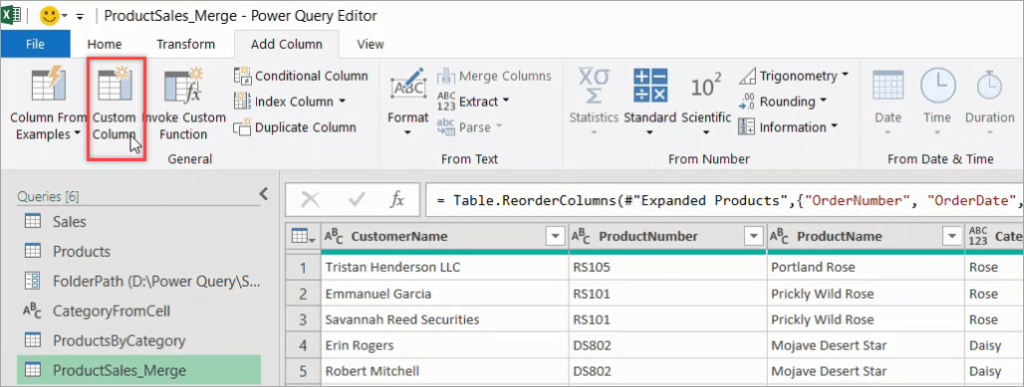 Figure 44. The Custom Column button