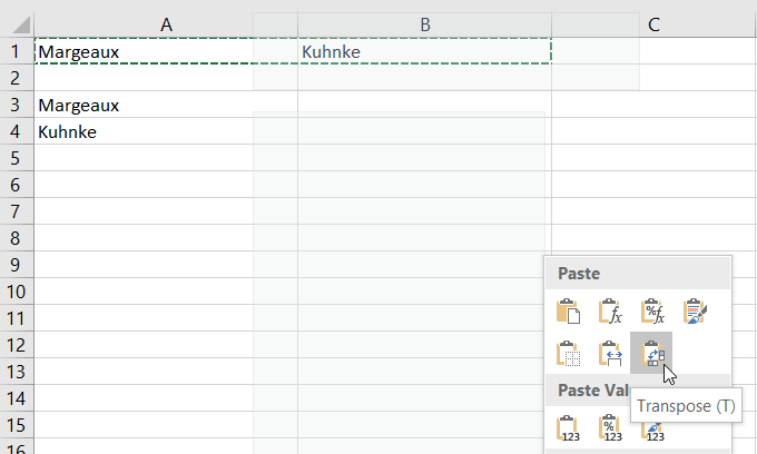 paste transpose