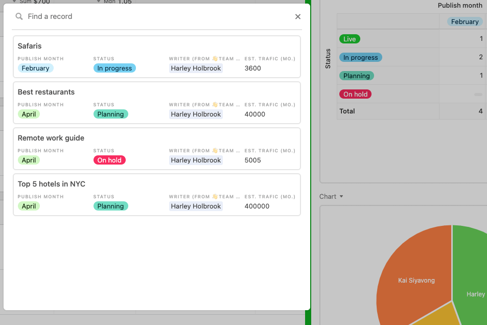 13 airtable reports content plan