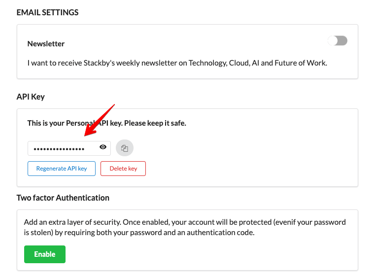 2 stackby google sheets api key