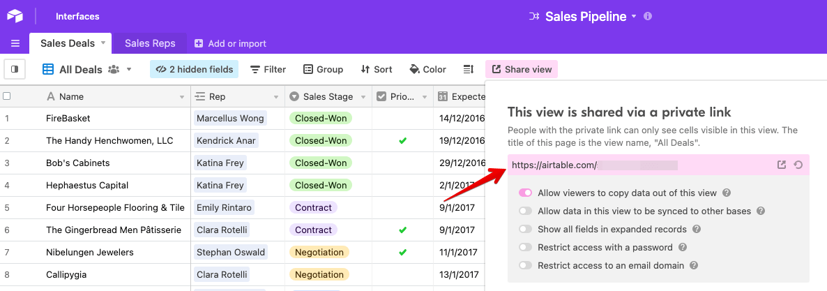 5 airtable reports shared view